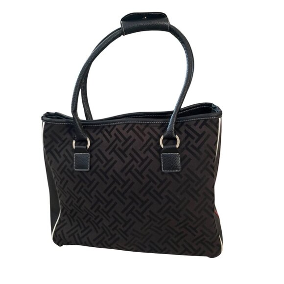 Tignanello Black Tote with Red and Purple Stripes - Picture 3 of 12